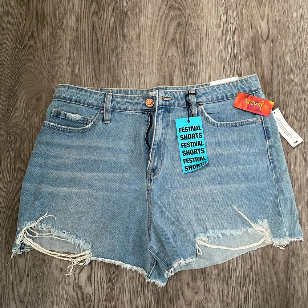 YMI Light Blue Distressed Jean Shorts